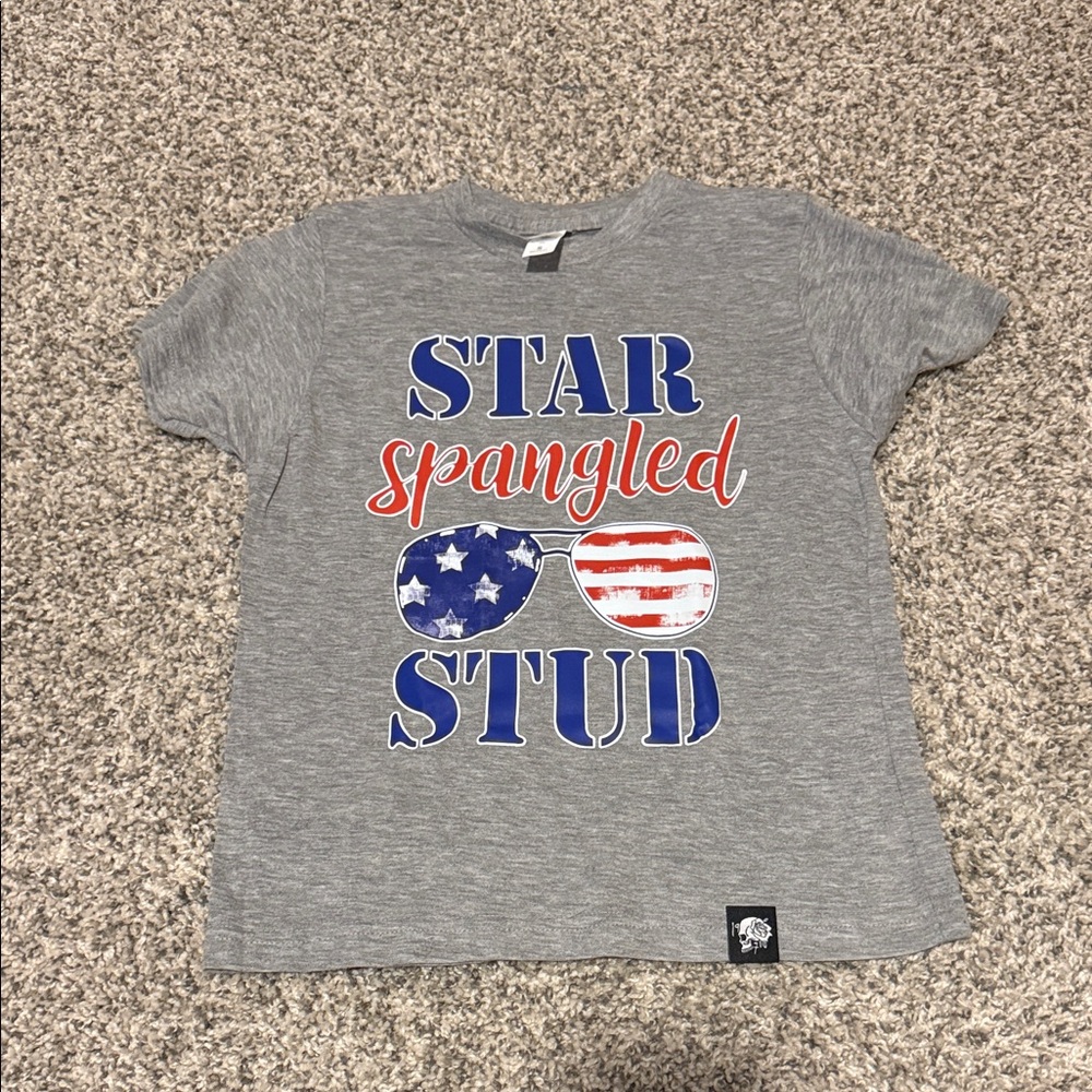 Star Spangled Stud Graphic Tee - Grey